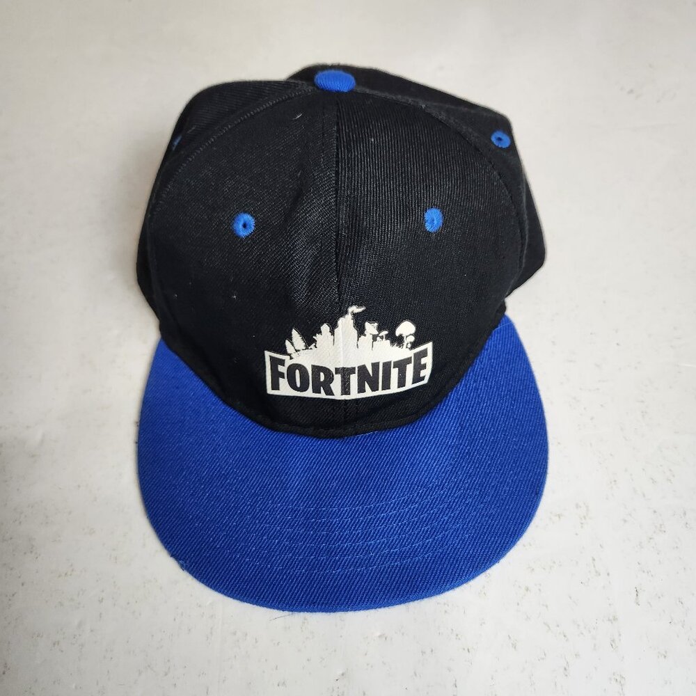 Black Blue Fortnite Gamer Baseball Cap with Fortnite Logo Strapback Adult